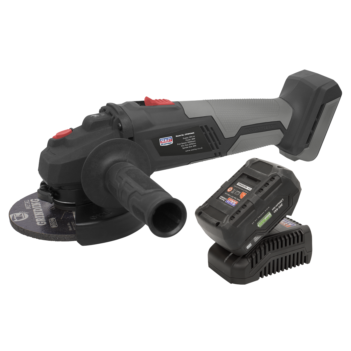 Sealey Brushless Angle Grinder Kit Ø115mm 20V 4Ah SV20 Series