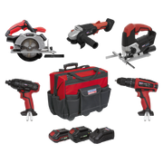 Sealey 5 x 20V SV20 Series Cordless 5 Tool Combo Kit - 2 Batteries