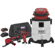 Sealey 3 x 20V SV20 Series Tool Vac Combo - 2 Batteries