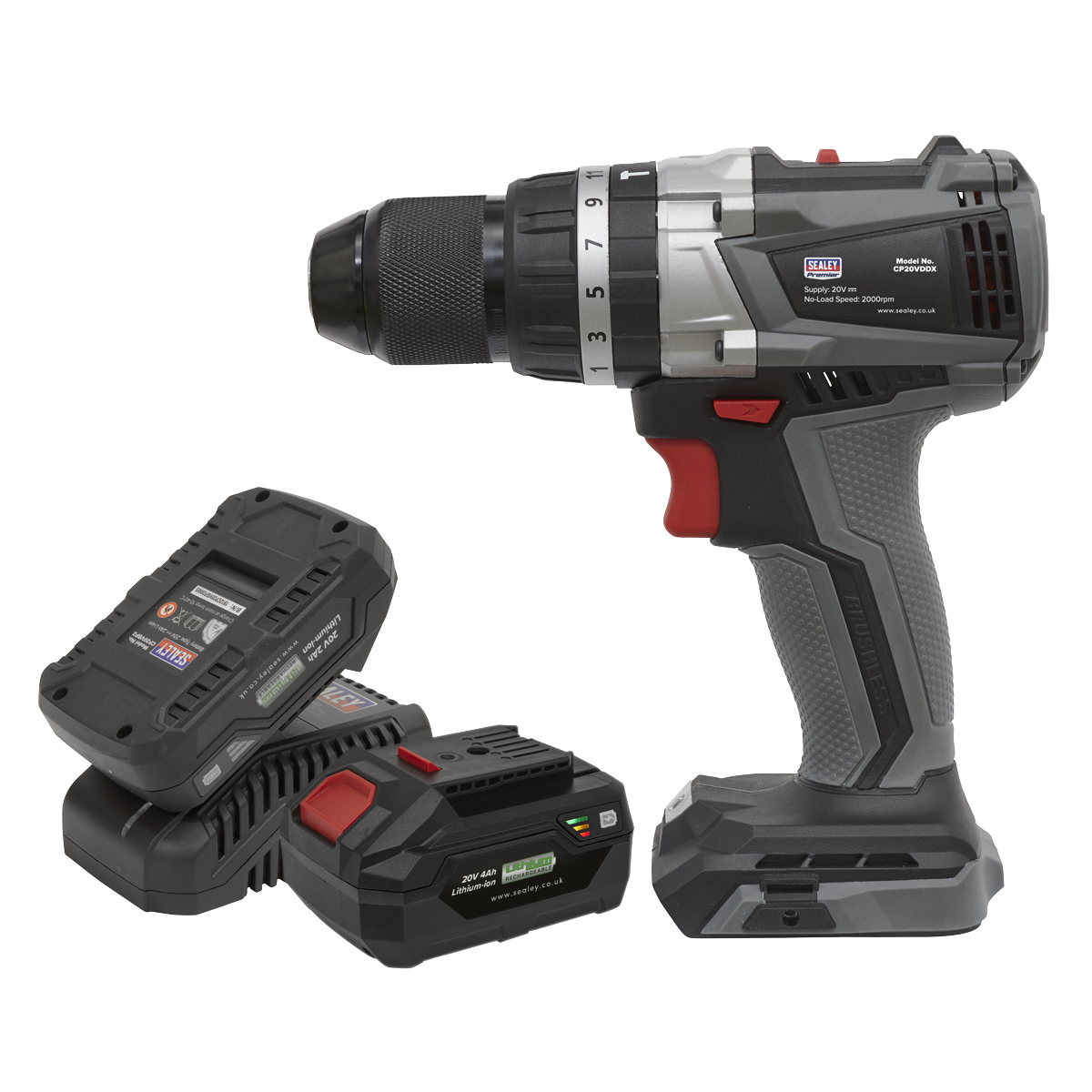 Sealey Brushless Combi Drill Kit Ø13mm 20V SV20 Series - 2 Batteries