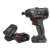 Sealey Brushless Impact Driver Kit 1/4"Hex 20V SV20 Series - 2 Batteries