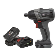 Sealey Brushless Impact Driver Kit 1/4"Hex 20V SV20 Series - 2 Batteries