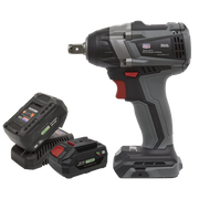Sealey Brushless Impact Wrench Kit 1/2"Sq Drive 20V SV20 Series 4Ah
