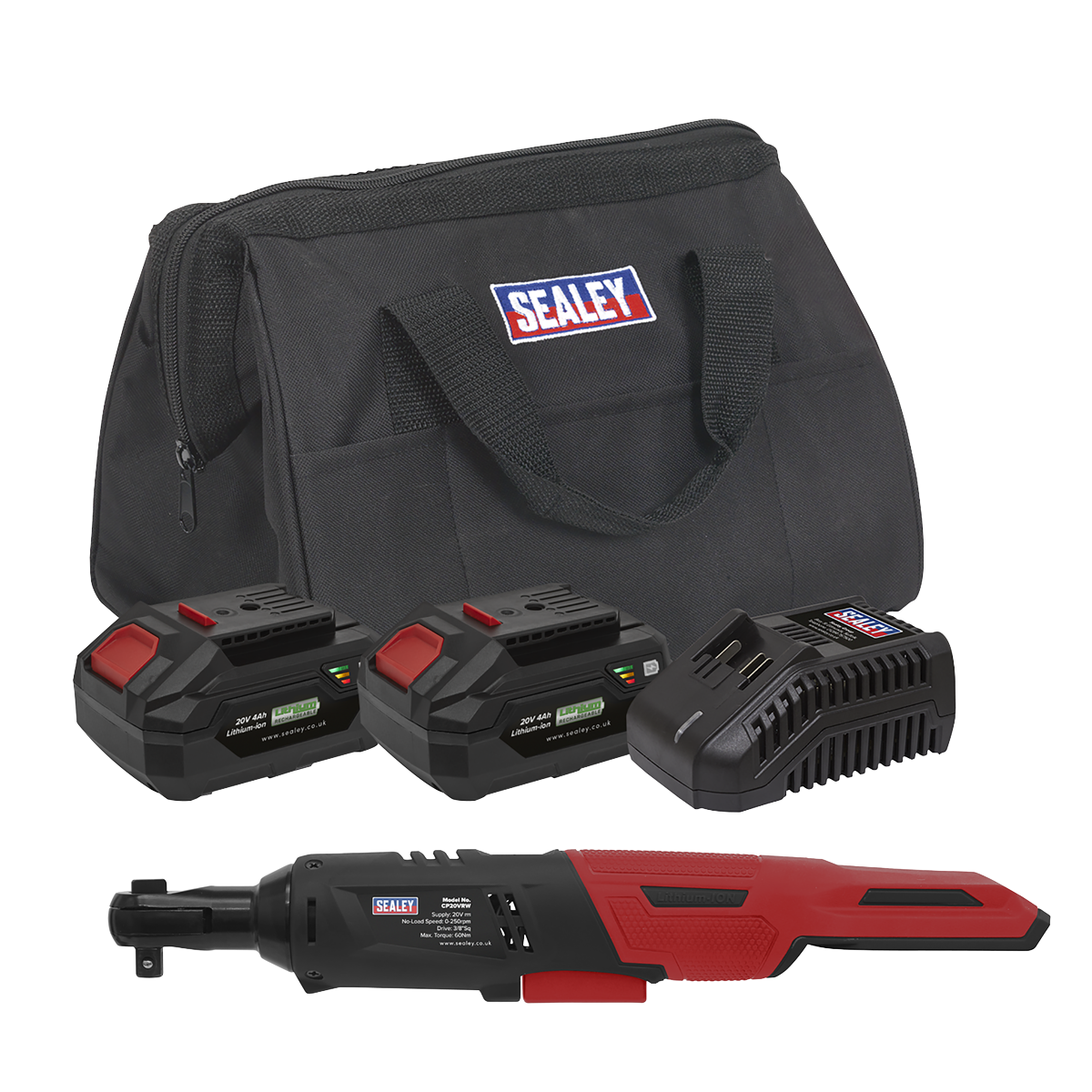 Sealey Cordless Ratchet Wrench 3/8"Sq Drive Kit 20V SV20 Series - 2 Batteries