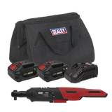 Sealey Cordless Ratchet Wrench 3/8"Sq Drive Kit 20V SV20 Series - 2 Batteries