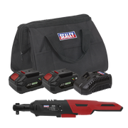 Sealey Cordless Ratchet Wrench 3/8"Sq Drive Kit 20V SV20 Series - 2 Batteries