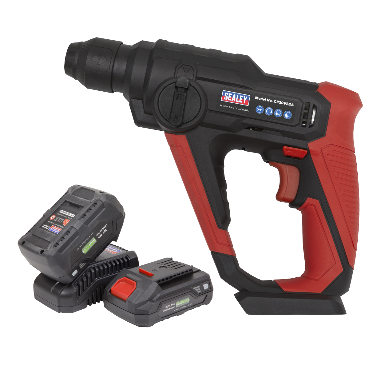 Sealey Cordless Rotary Hammer Drill Kit 20V SV20 Series SDS Plus - 2 Batteries