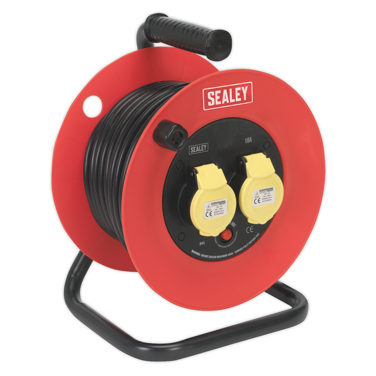 Sealey Cable Reel 25m 2 x 110V 1.5mm² Heavy-Duty Thermal Trip