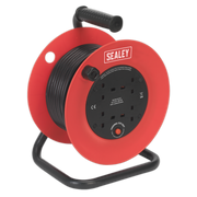 Sealey Cable Reel 25m 4 x 230V 1.5mm² Heavy-Duty Thermal Trip