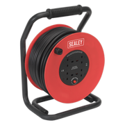 Sealey Cable Reel 50m 4 x 230V 2.5mm² Heavy-Duty Thermal Trip