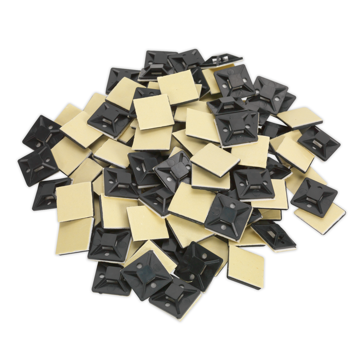 Sealey Self-Adhesive Cable Tie Mount 25 x 25mm Black Pack of 100