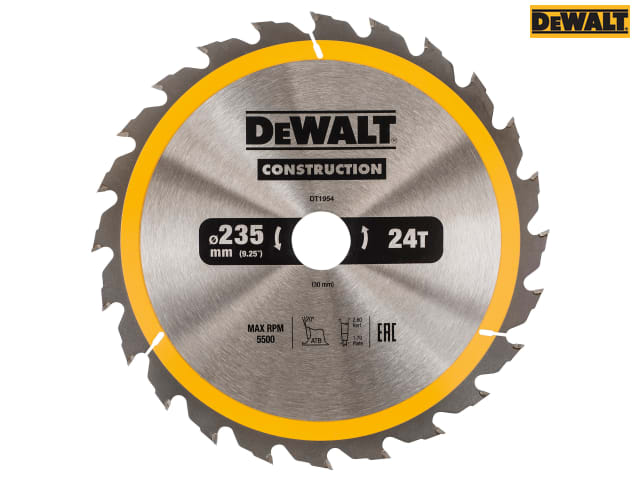 DEWALT Portable Construction Circular Saw Blade 235 x 30mm x 24T