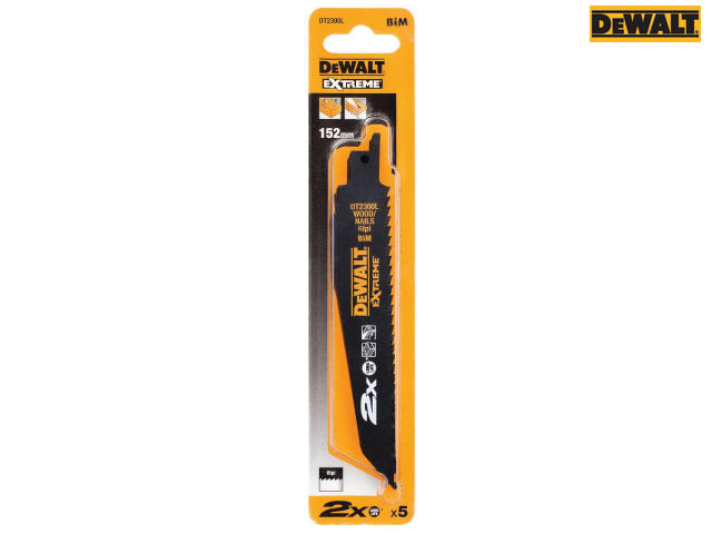 DEWALT 2X Life Wood & Nail Reciprocating Blade 152mm x 6 TPI Pack of 5