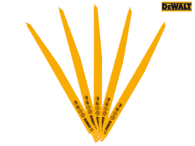 DEWALT Bi-Metal Reciprocating Blade for Wood with Nails 305mm (Pack 5)