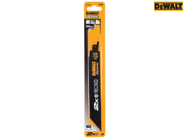 DEWALT 2X Life Metal Reciprocating Blade 203mm x 14/18 TPI Pack of 5