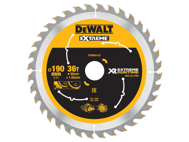 DEWALT XR FlexVolt Circular Saw Blade 190 x 30mm x 36T
