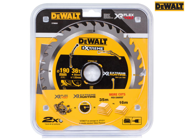 DEWALT XR FlexVolt Circular Saw Blade 190 x 30mm x 36T