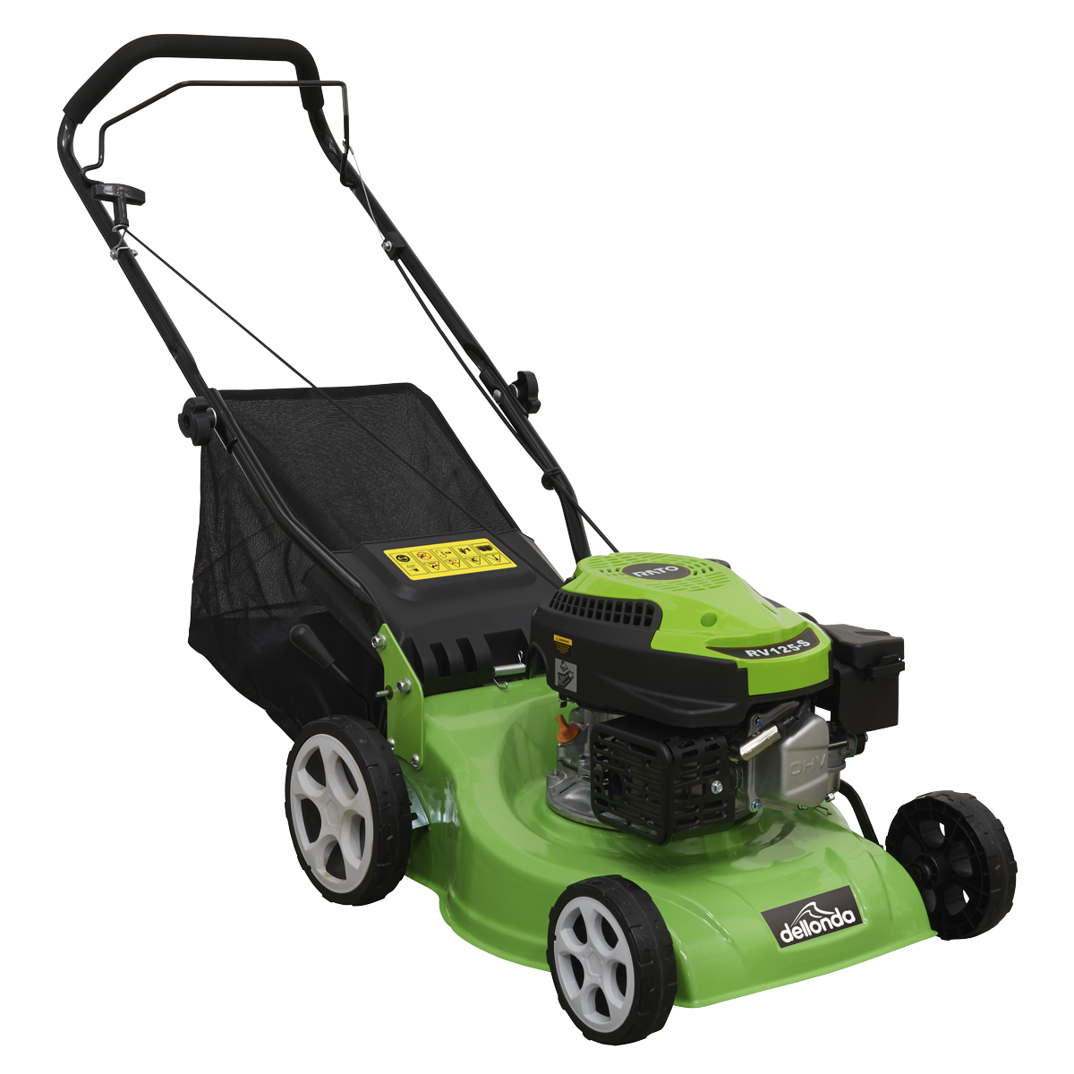 Sealey Dellonda Hand Propelled Petrol Lawnmower Grass Cutter, 132cc 16"/40cm 4-Stroke - DG100