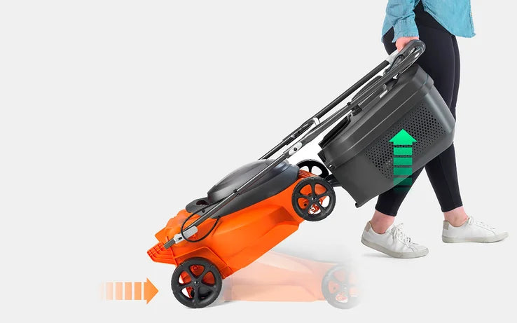 Flymo 36V EasiStore 340R - Battery-Powered Lawn Mower with LED Smart Display