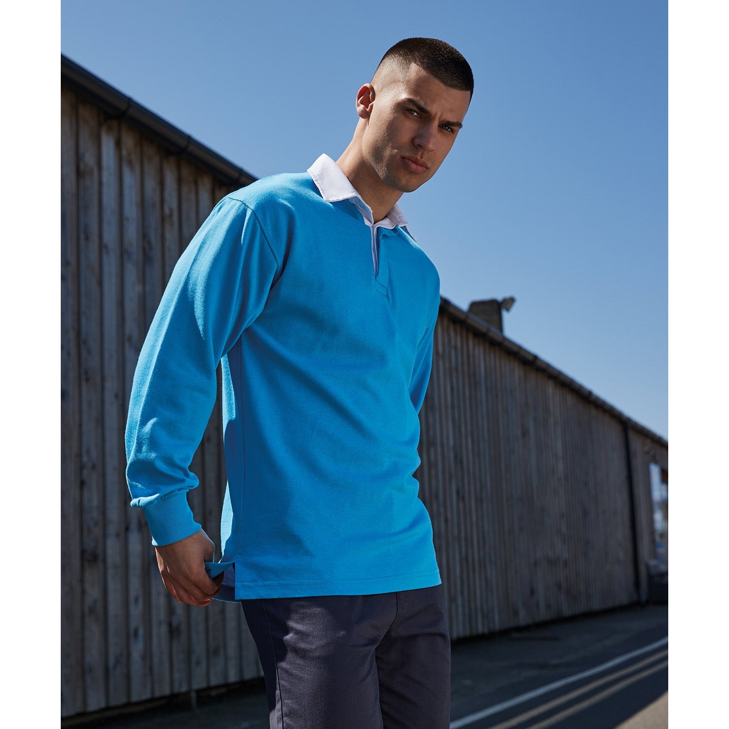 Front Row Long Sleeve Plain Rugby Shirt