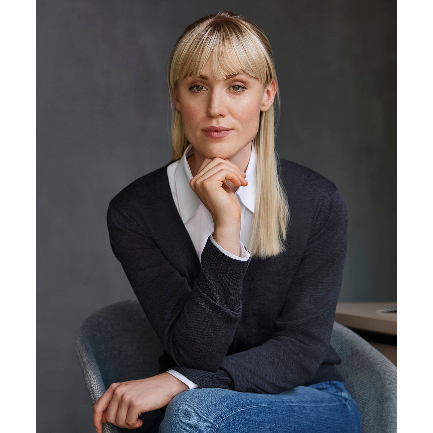 Russell Collection Women's V-Neck Knitted Cardigan