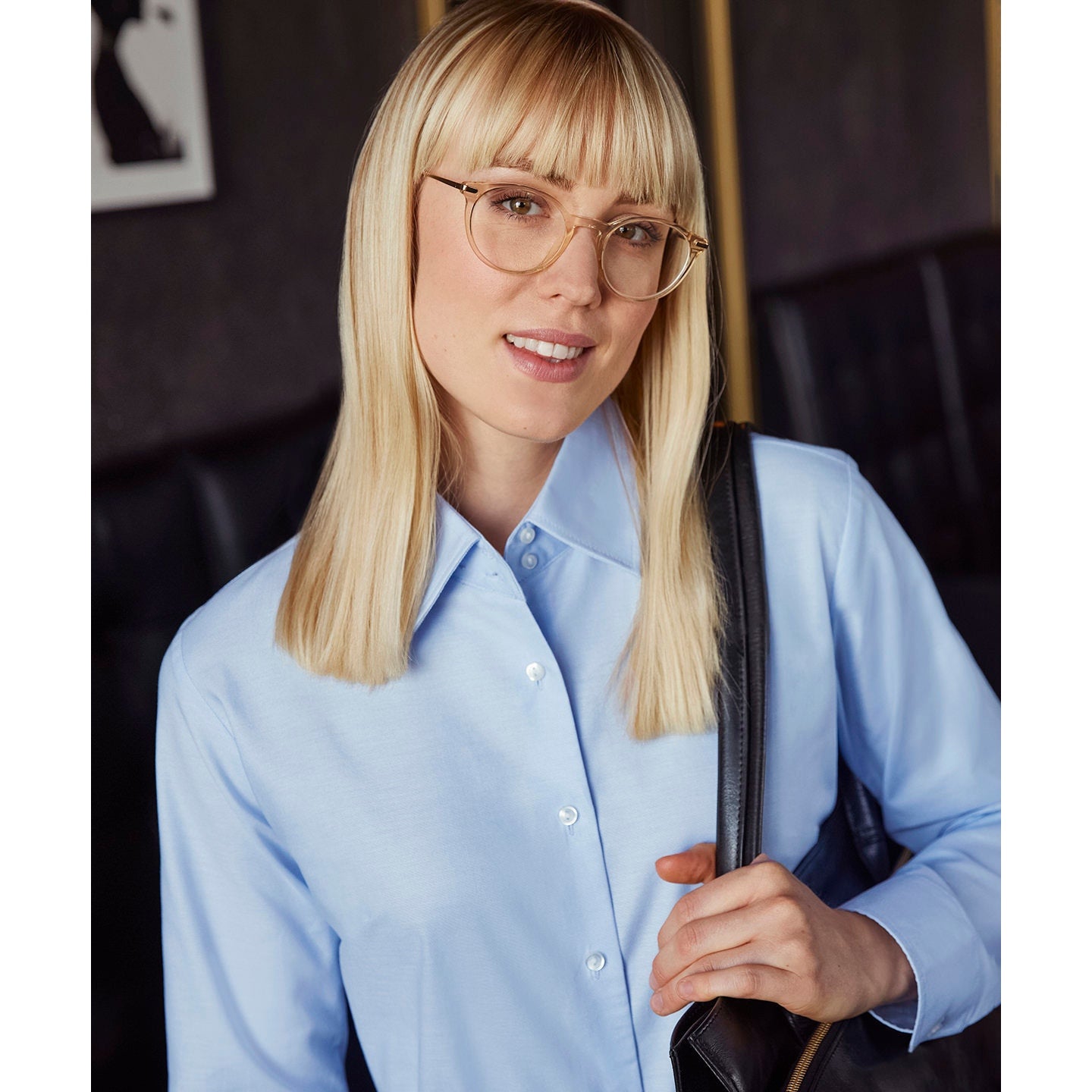 Russell Collection Women's Long Sleeve Easycare Oxford Shirt