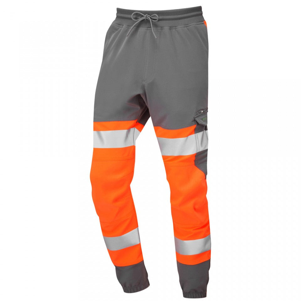 Leo Workwear HAWKRIDGE Leo EcoViz High Performance 4X Stretch Trouser- Hi-Vis Orange/Grey