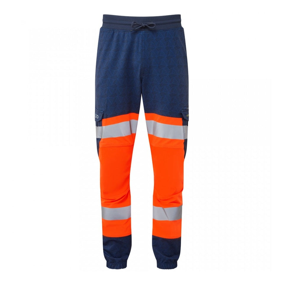 Leo Workwear HAWKRIDGE Leo EcoViz High Performance 4X Stretch Trouser [Orange/Navy]