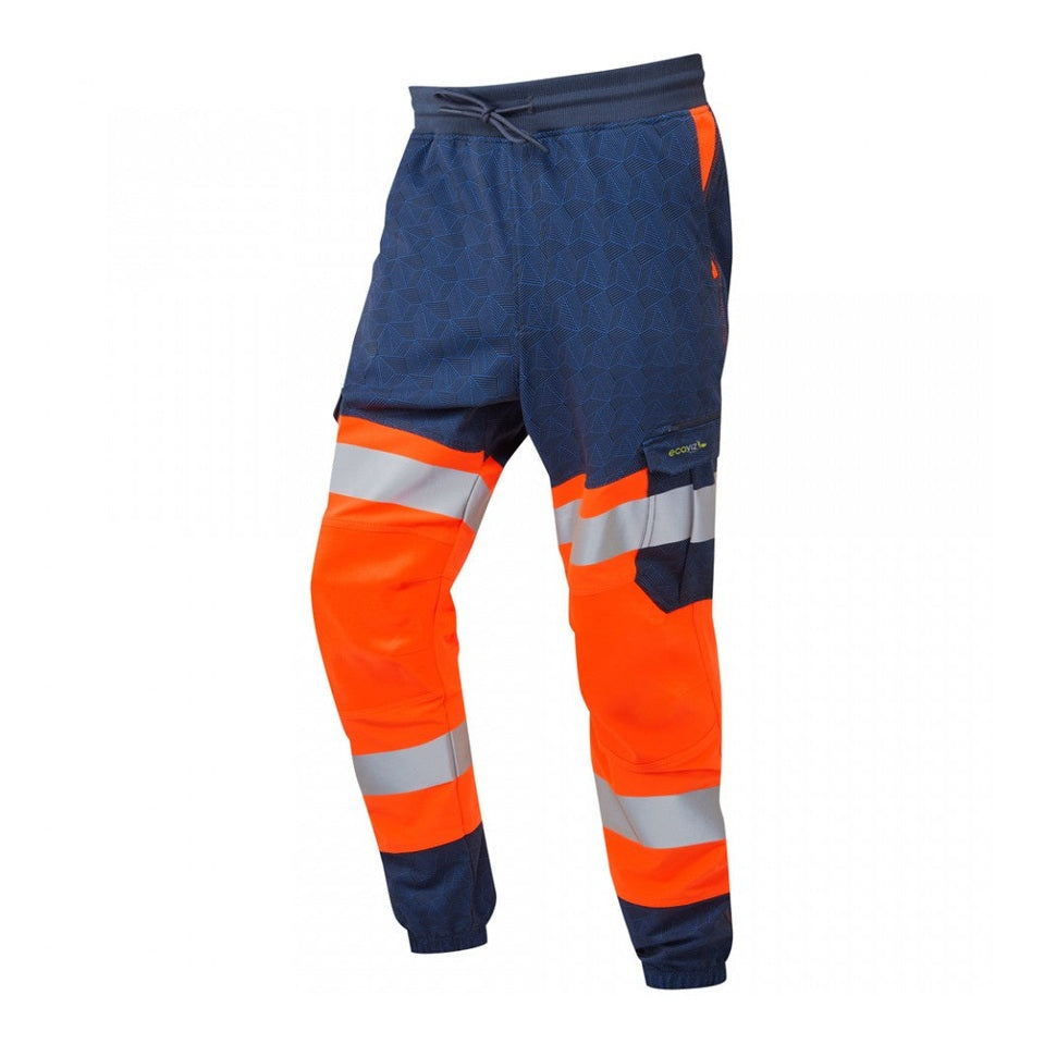 Leo Workwear HAWKRIDGE Leo EcoViz High Performance 4X Stretch Trouser [Orange/Navy]