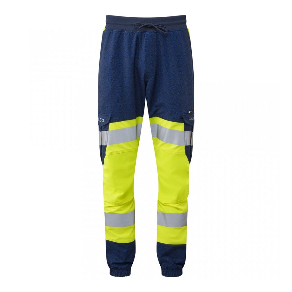 Leo Workwear HAWKRIDGE Leo EcoViz High Performance 4X Stretch Trouser [Yellow/Navy]