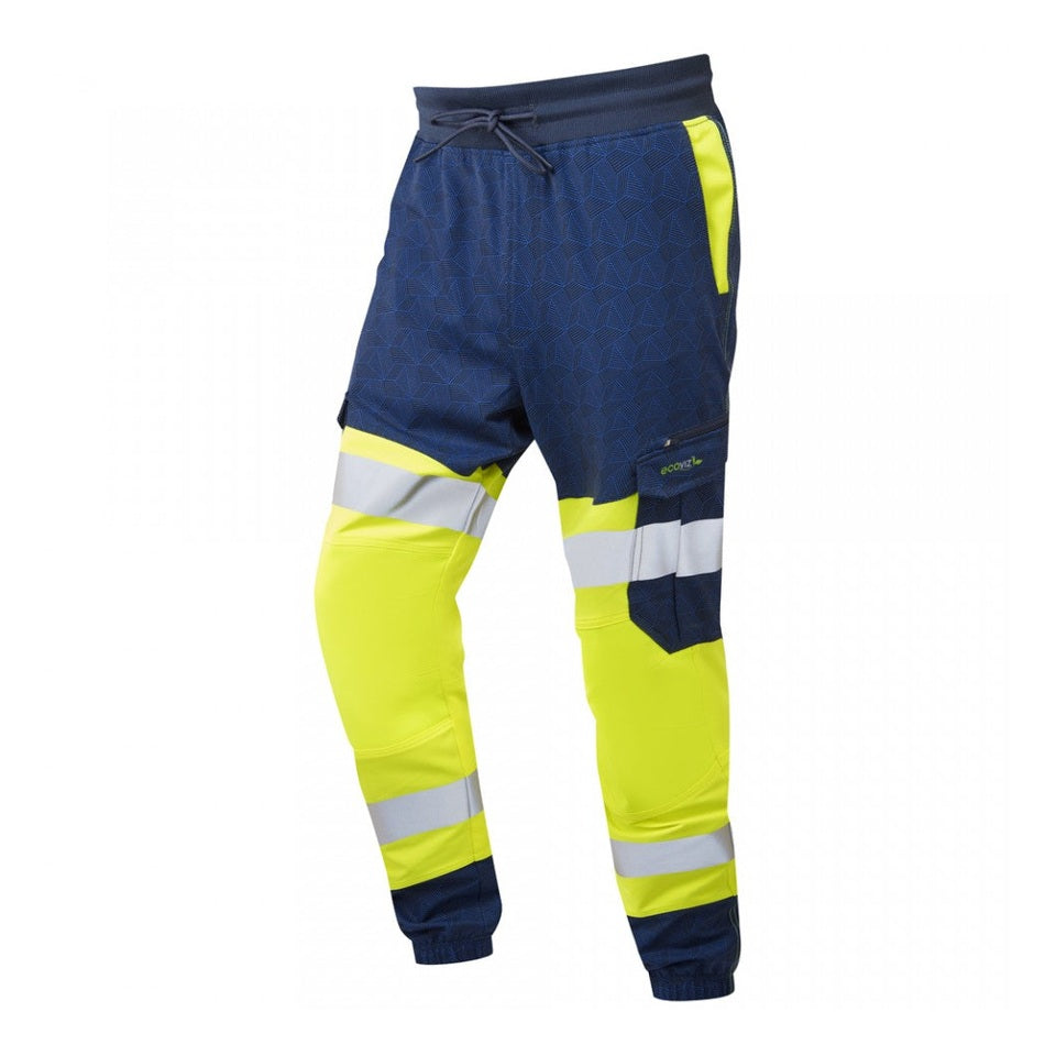 Leo Workwear HAWKRIDGE Leo EcoViz High Performance 4X Stretch Trouser [Yellow/Navy]
