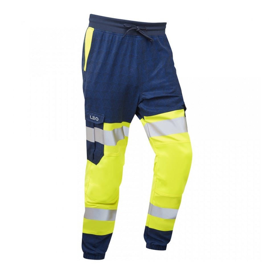 Leo Workwear HAWKRIDGE Leo EcoViz High Performance 4X Stretch Trouser [Yellow/Navy]
