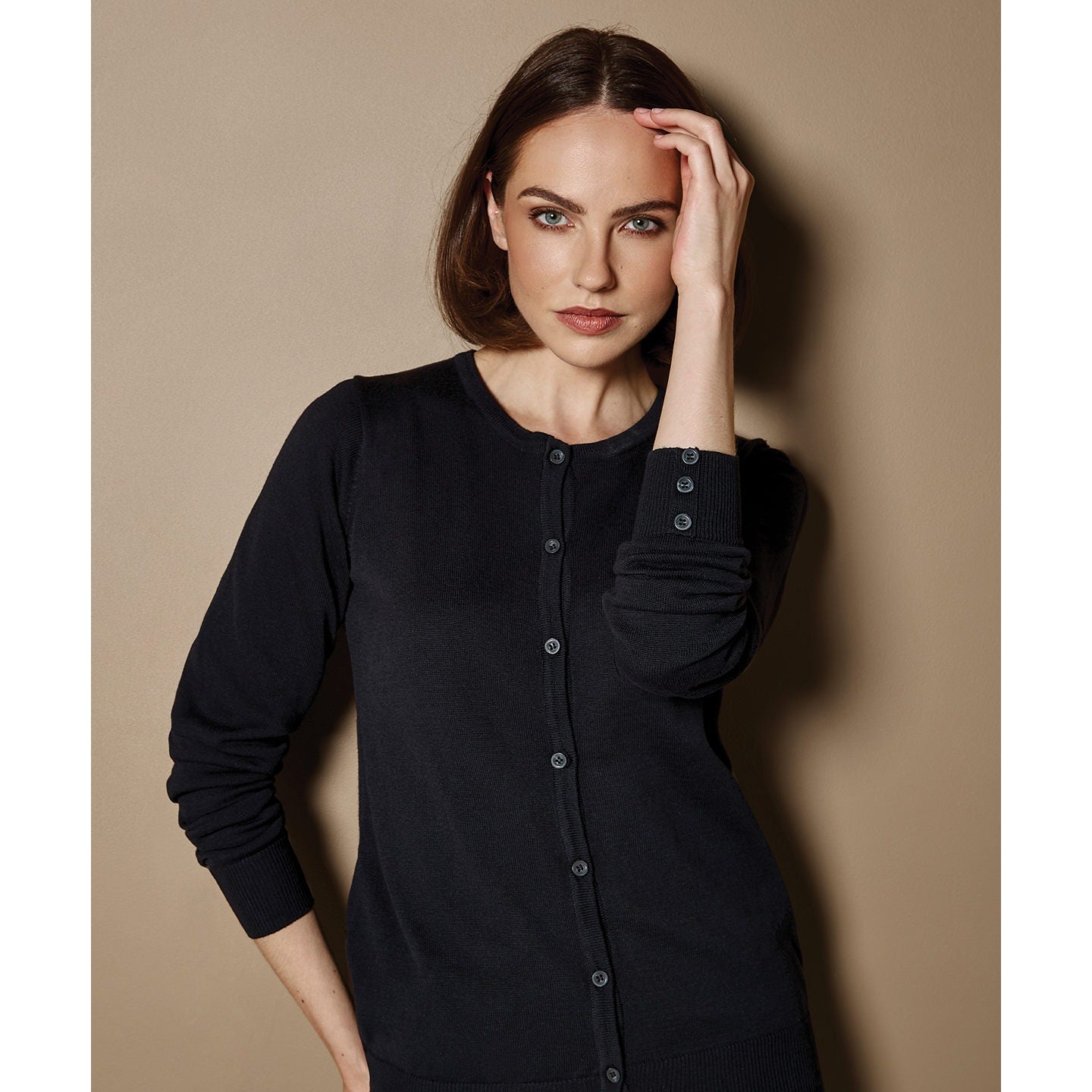 Kustom Kit Women's Arundel Crew Neck Cardigan Long Sleeve (Classic Fit)