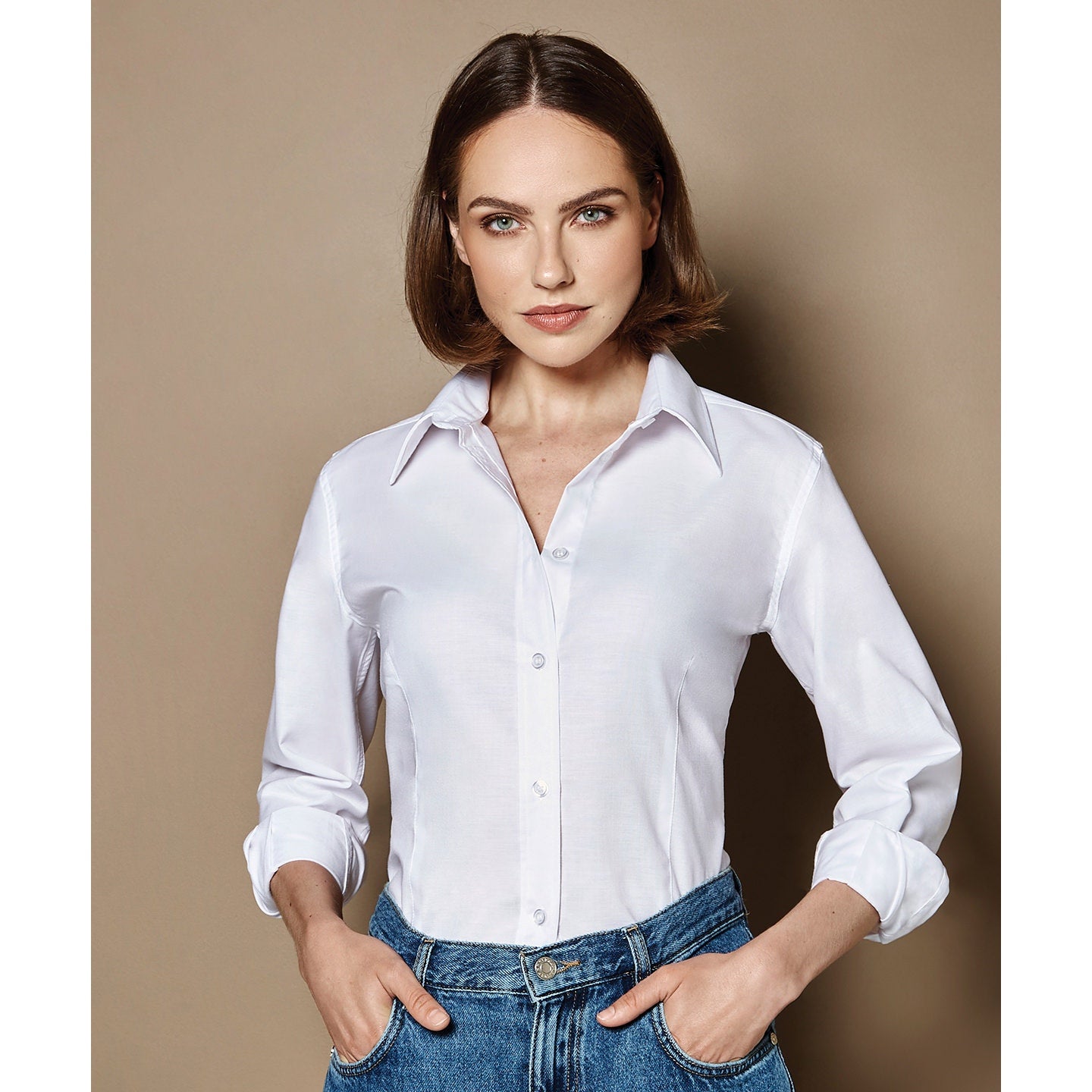 Kustom Kit Women's Workplace Oxford Blouse Long-Sleeved (Tailored Fit)