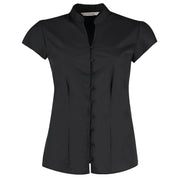 Kustom Kit Women's Continental Blouse Mandarin Collar Cap Sleeve (Tailored Fit)