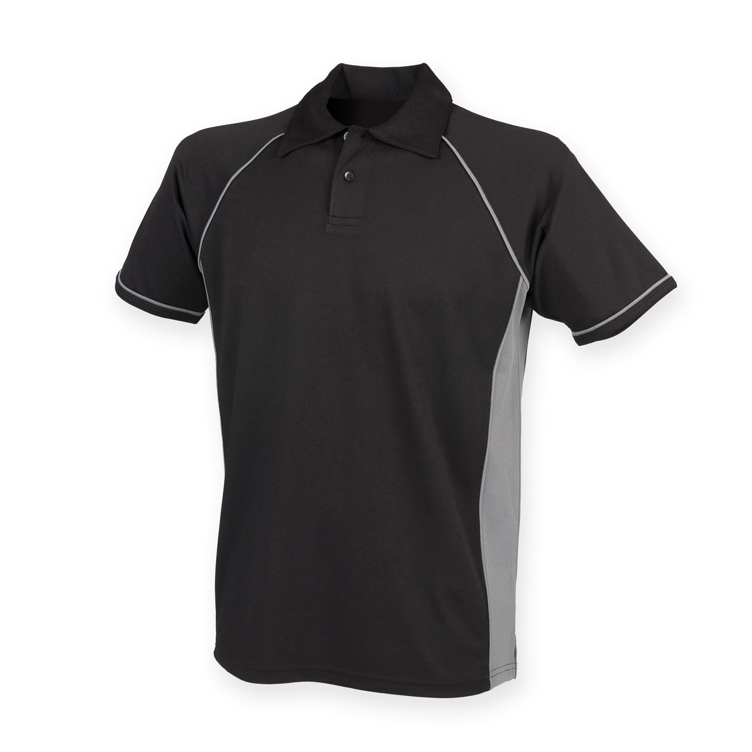 Finden & Hales Piped Performance Polo - Black/Gunmetal Grey