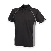 Finden & Hales Piped Performance Polo - Black/Gunmetal Grey