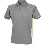 Finden & Hales Piped Performance Polo - Gunmetal Grey/Lime