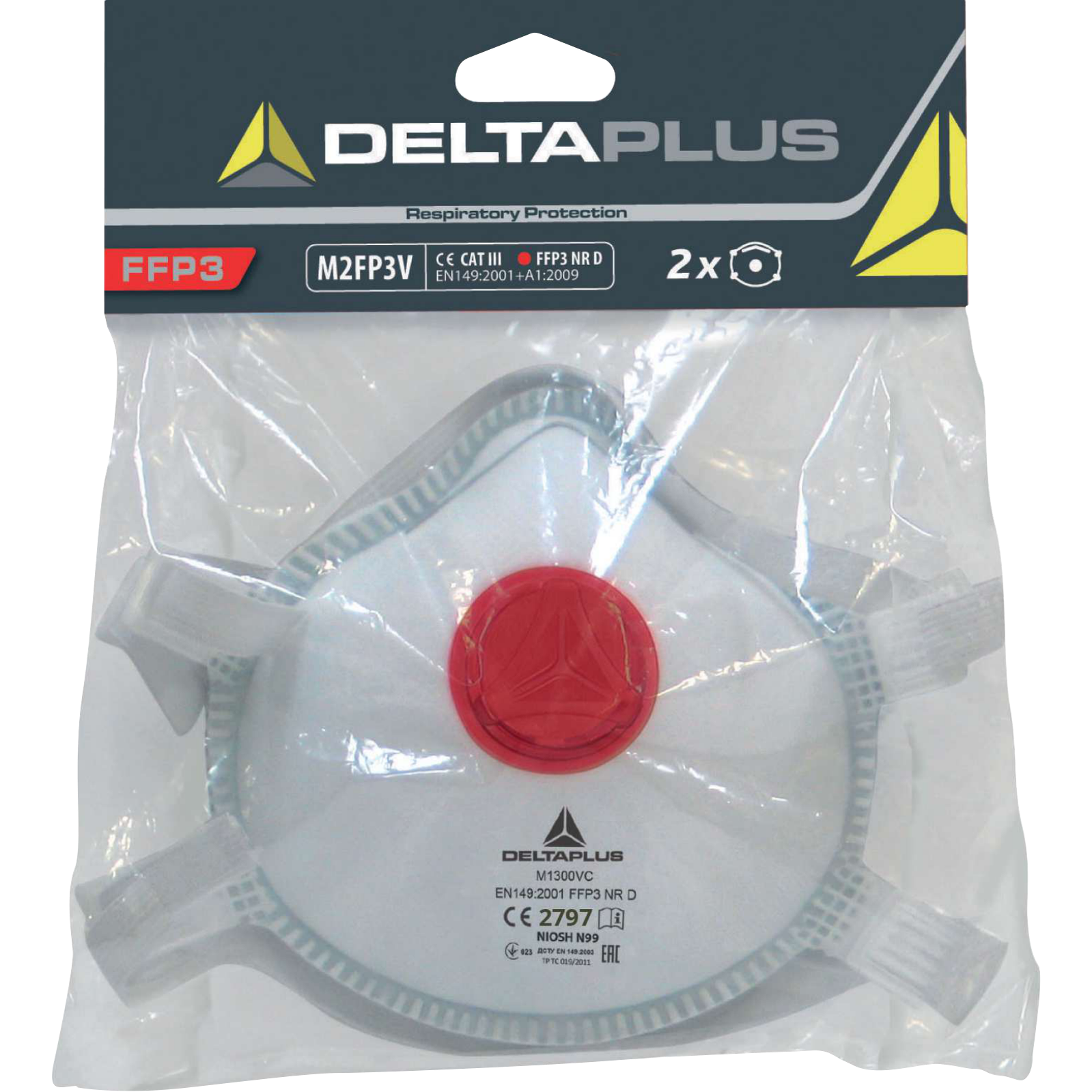 Delta Plus M2FP3V P3 Disposable Respiratory Mask with Valve – Pack of 2
