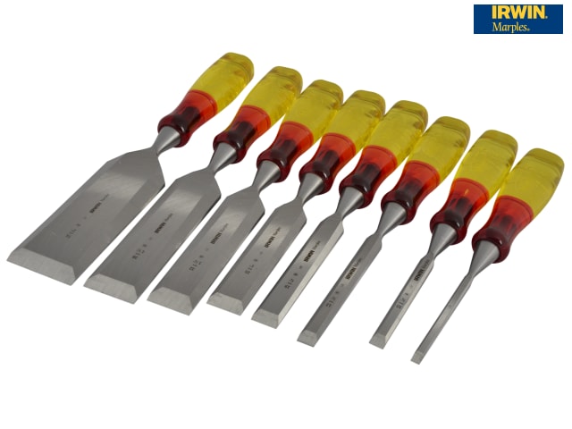 IRWIN® Marples® M373 Bevel Edge Chisel Splitproof Handle Set, 8 Piece