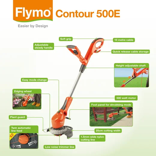FLYMO Contour 500E 3-in-1 Electric Grass Trimmer & Edger – 500W