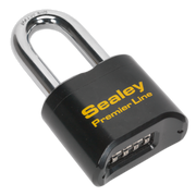 Sealey Steel Body Combination Padlock Long Shackle 62mm