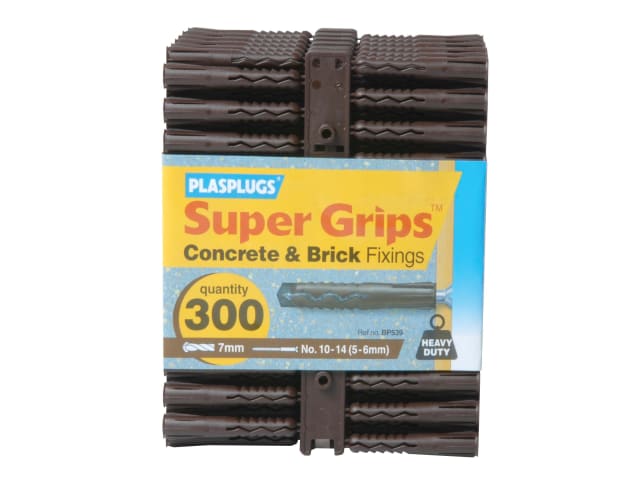 Plasplugs BP 539 Solid Wall Super Grips Fixings Brown (300)