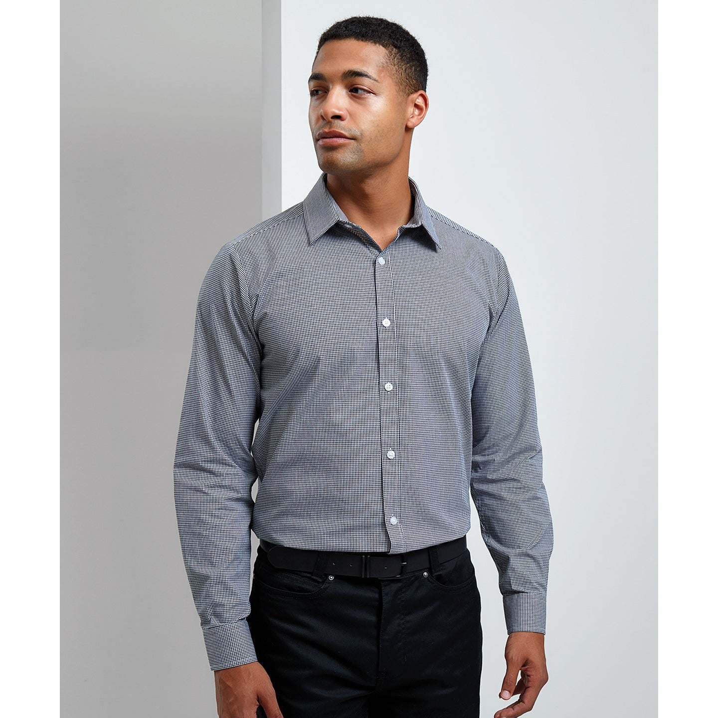 Premier Microcheck (Gingham) Long Sleeve Cotton Shirt