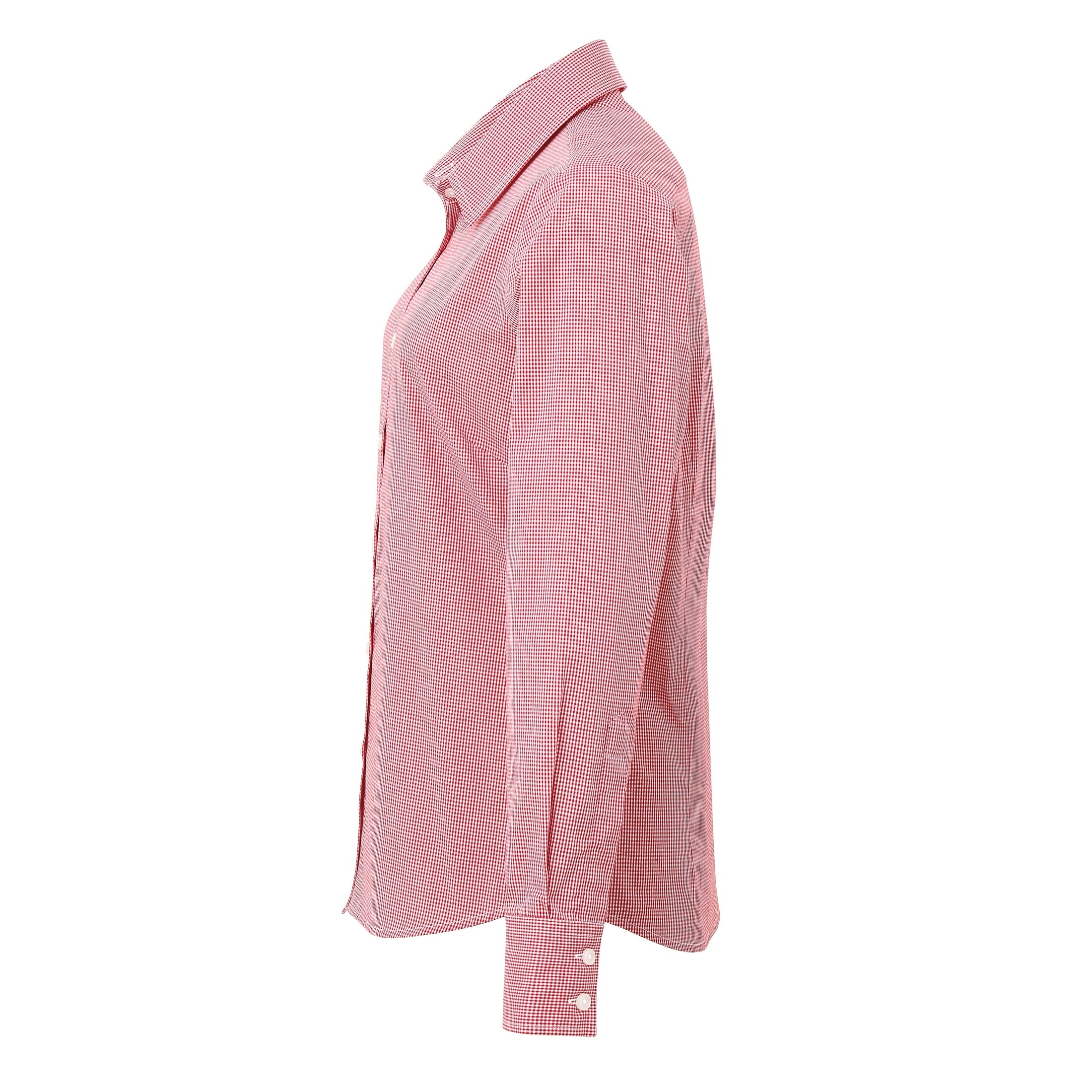 Premier Women's Microcheck (Gingham) Long Sleeve Cotton Shirt