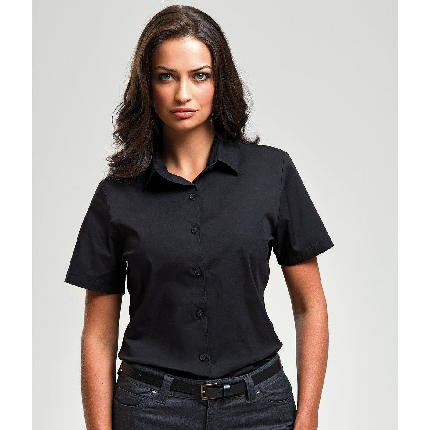 Premier Women's Stretch Fit Cotton Poplin Short Sleeve Blouse