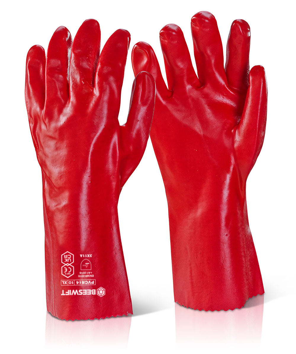 Beeswift Pvc Gauntlet Red 14"