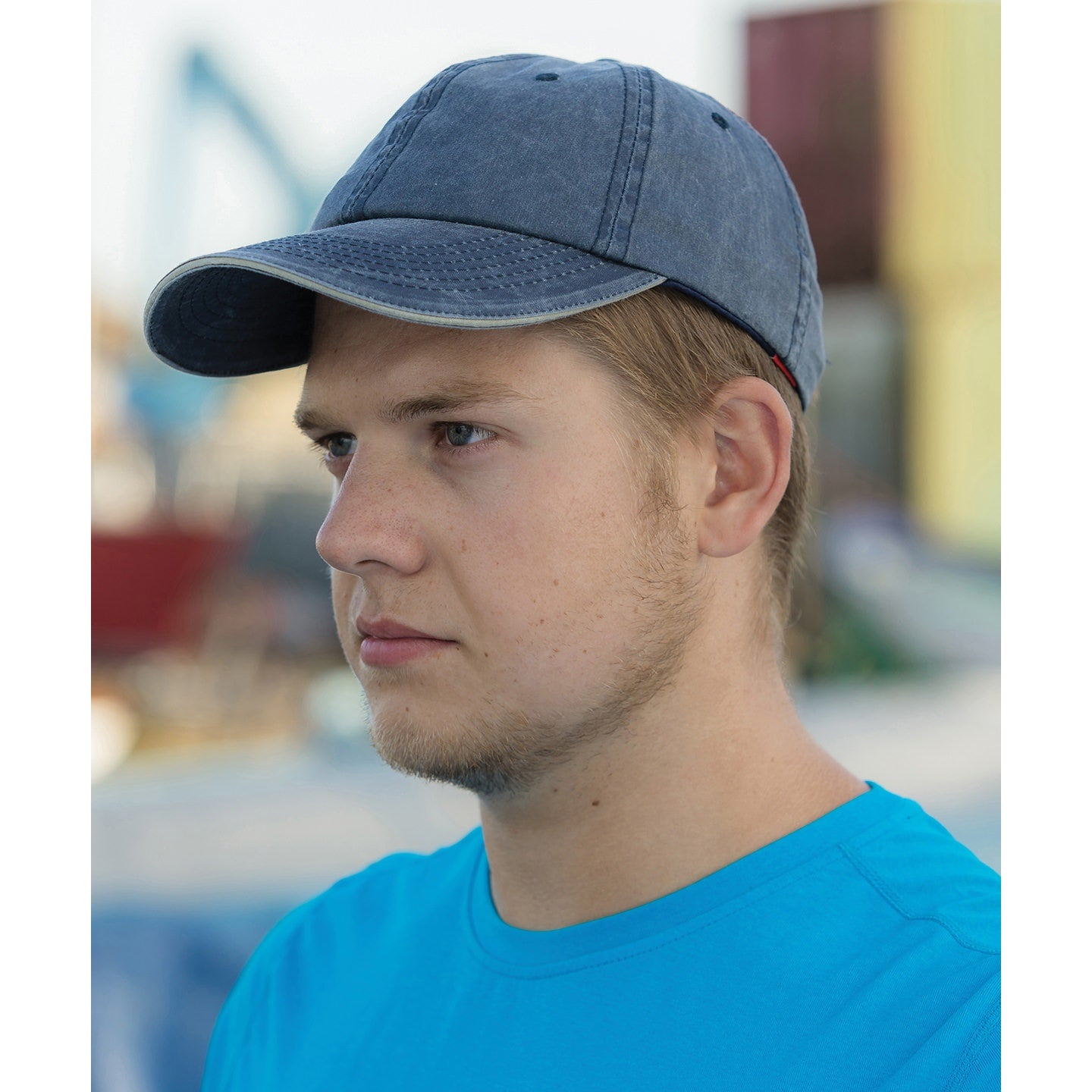 Result Headwear Washed Fine Line Cotton Cap With Sandwich Peak