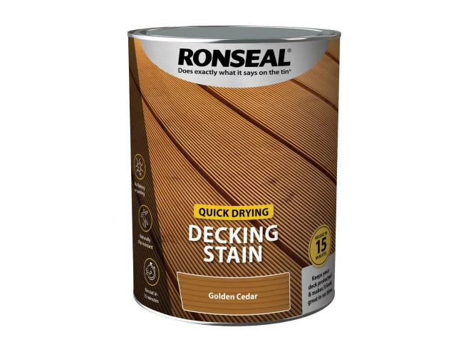 Ronseal Quick Drying Decking Stain Golden Cedar 5 litre