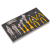 Sealey Tool Tray with Adjustable Wrench & Pliers Set 10pc